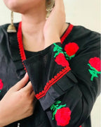 3 Pcs Women's Stitched Silk Embroidered Gown