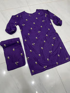 2 Pcs Women's Stitched Embroidered Shirt And Trouser