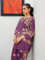 Stylish Printed Shamose Silk Shirt And Trouser Set - 2 Pcs